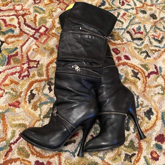 Alexander McQueen Shoes Alexander Mcqueen Zipper Knee High Boots 45